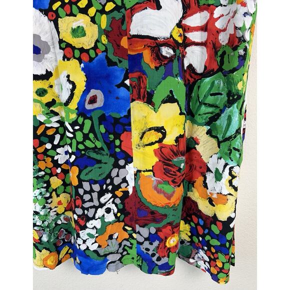 Jams World Floral Dress Women Size M Multicolor Vintage Art Print Keyhole Back - Picture 6 of 9